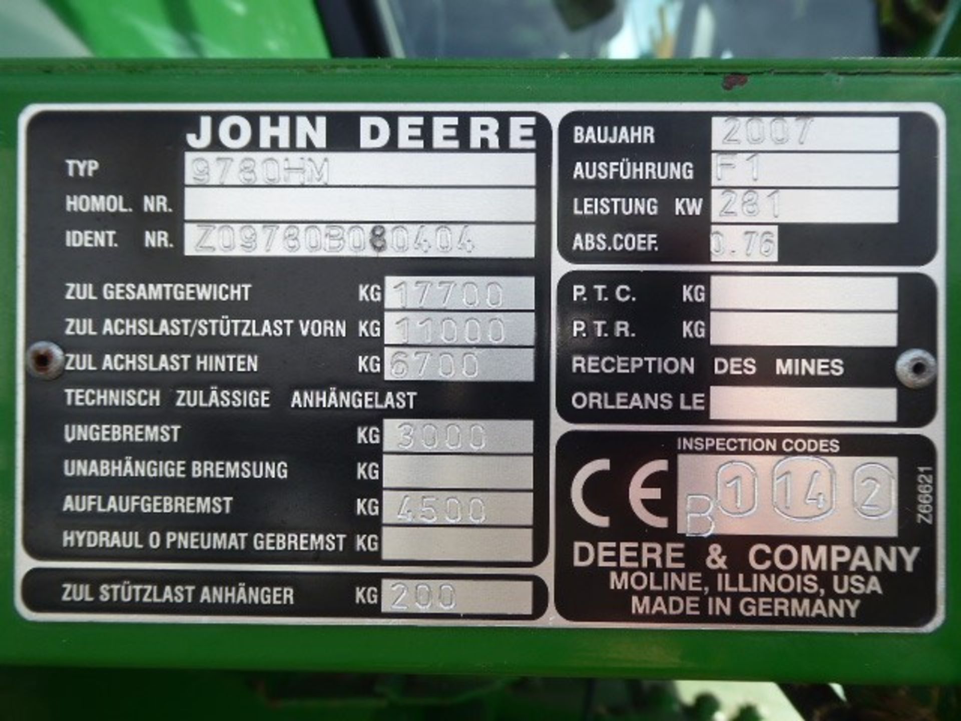 John Deere 9780i CTS Hillmaster rotaflow combine harvester, Reg FJ07GMU, 2950 engine hours, - Image 8 of 8