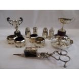 Silver cruet sets, mint imperial bowl,