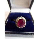 18kt Gold ruby and diamond cocktail ring- with certificate from Matis Jewellery