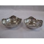 Pair pierced silver sweet dishes (B'ham 1919)