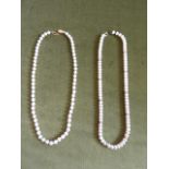 Pearl necklaces with gold clasps (2)