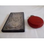 Silver mounted leather address book and a Links silver compact mirror (2)