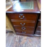 Mahogany leather top home office 2 drawer filing cabinet