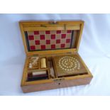 Early 20thC F H Ayres Ltd compendium of games in fitted wooden case - to include the steeplechase,