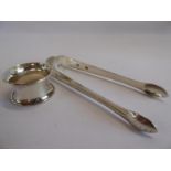 Silver sugar tongs London 1802 and napkin ring - B'ham 1906 (2)