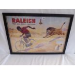 Advertising print 'Raleigh all steel bicycle' J Howitt Nottingham in modern frame (approx 30" x