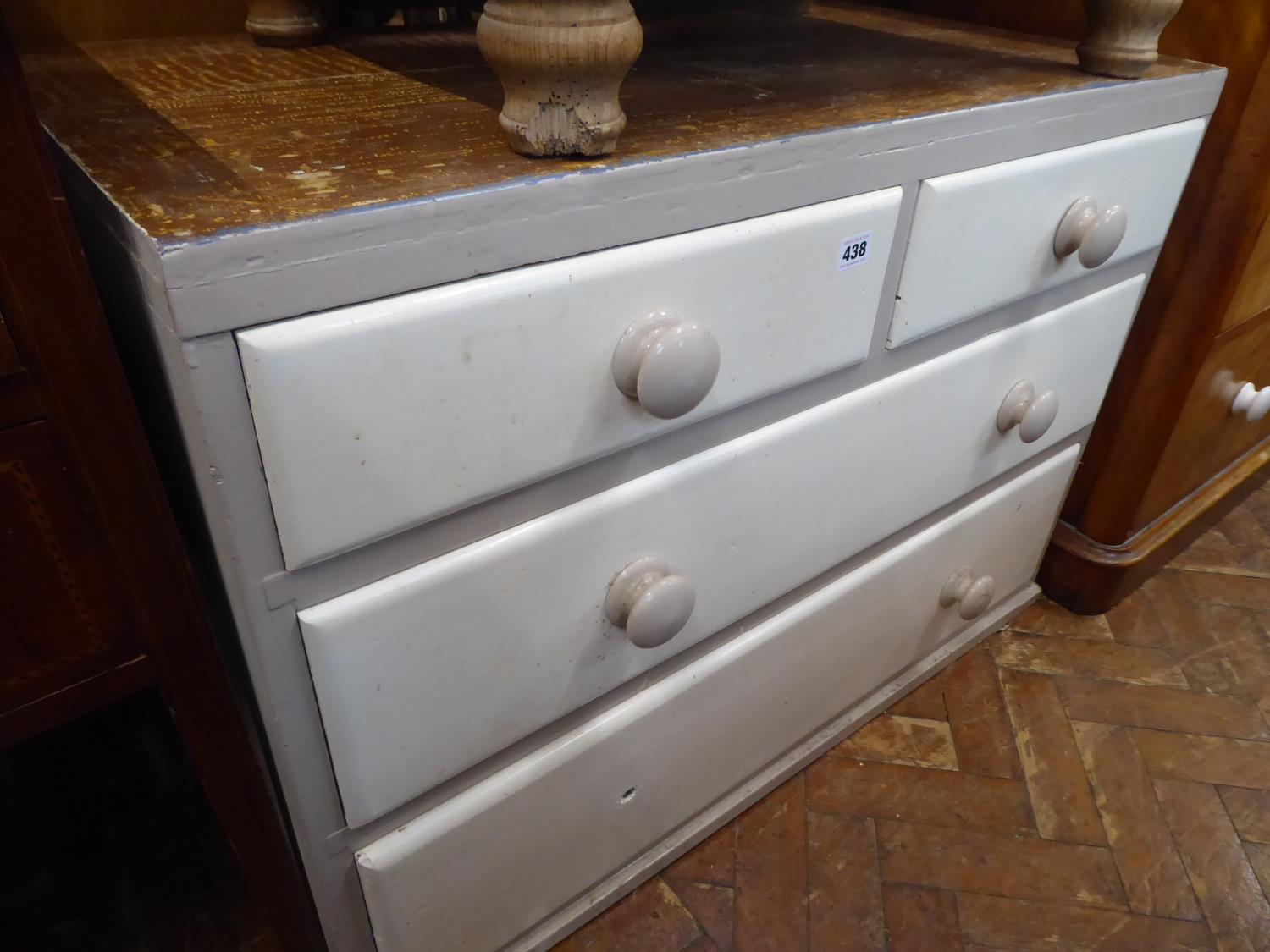 Painted victorian pine 4 drawer chest (tallboy base)