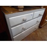 Painted victorian pine 4 drawer chest (tallboy base)