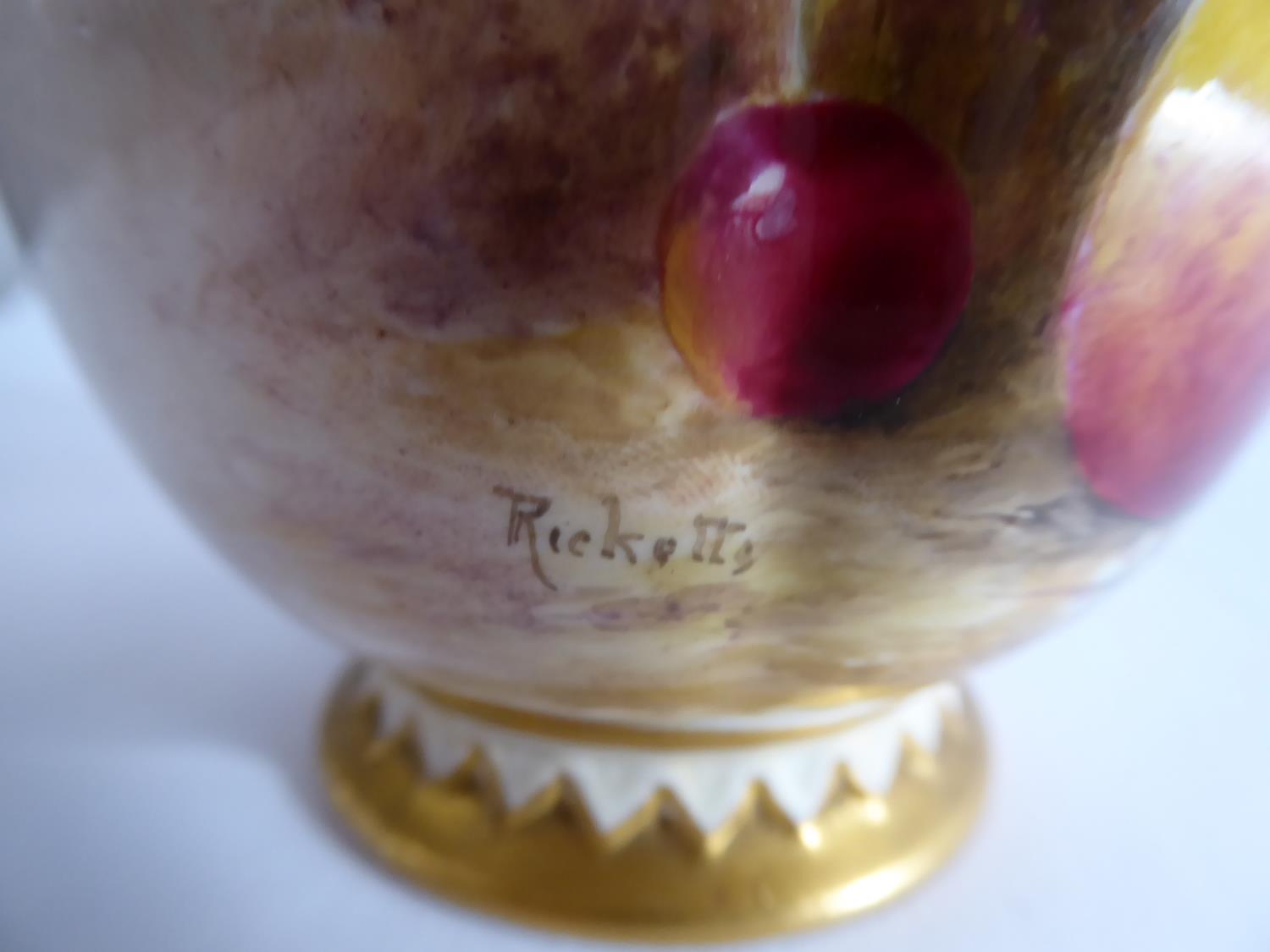 Royal Worcester pot pourri vase and cover c1891 signed Ricketts - model no 278 (13cm tall) NB it - Image 5 of 8