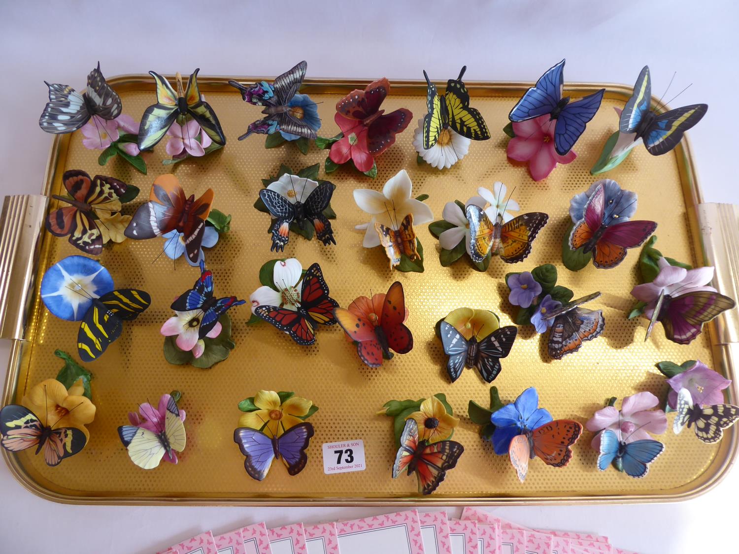 Franklin Mint porcelain butterflies of the world and paradise figures with certificates (27) - Image 2 of 6