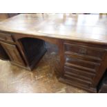 Carved french oak kneehole desk (converted from a panelled coffer?)