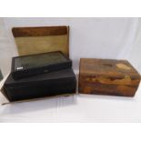 19thC leather covered writing box and ladies leather travel jewellery box - J.George & Co.