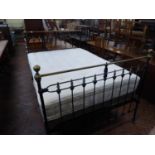 Victorian iron and brass double bedstead with Hypnos mattress