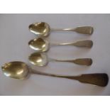 Silver serving spoon - London 1823 and dessert spoons 1822/3/4