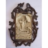 Carved ivory plaque of Christ Child as mariner on the Ship of Salvation (10.5 x 6.