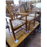 Edwardian oak twist leg extending dining table and set 6 chairs