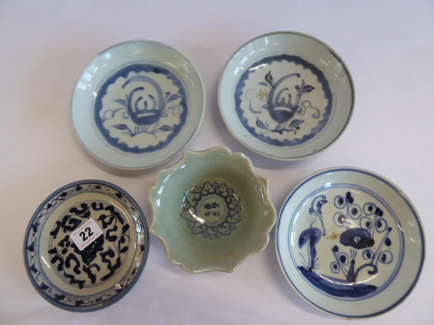 Oriental blue and white dishes (5)