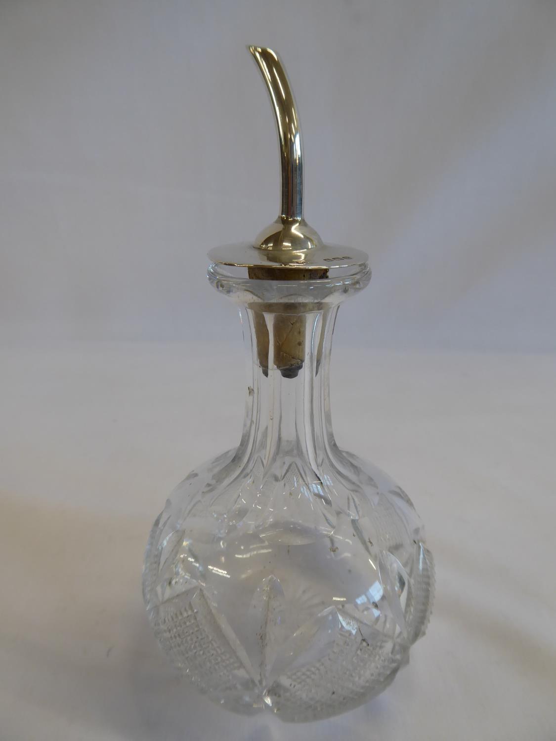 Silver spout cut glass Angostura bitters bottle - B'ham 1926