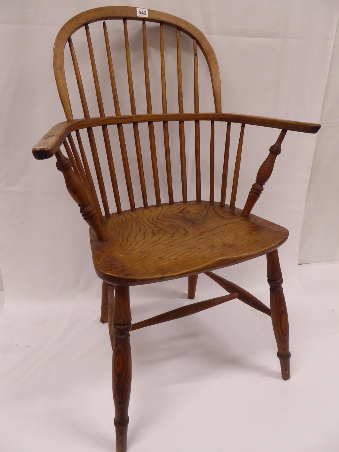 19thC elm bow windsor armchair