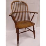 19thC elm bow windsor armchair