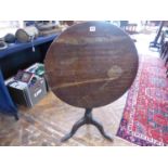 19thC oak circular pedestal snap top table