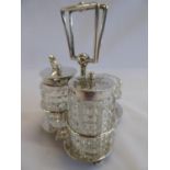 Silver cut glass cruet set - B'ham 1909