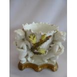 19thC porcelain 3 cherub centre piece (19cm tall)