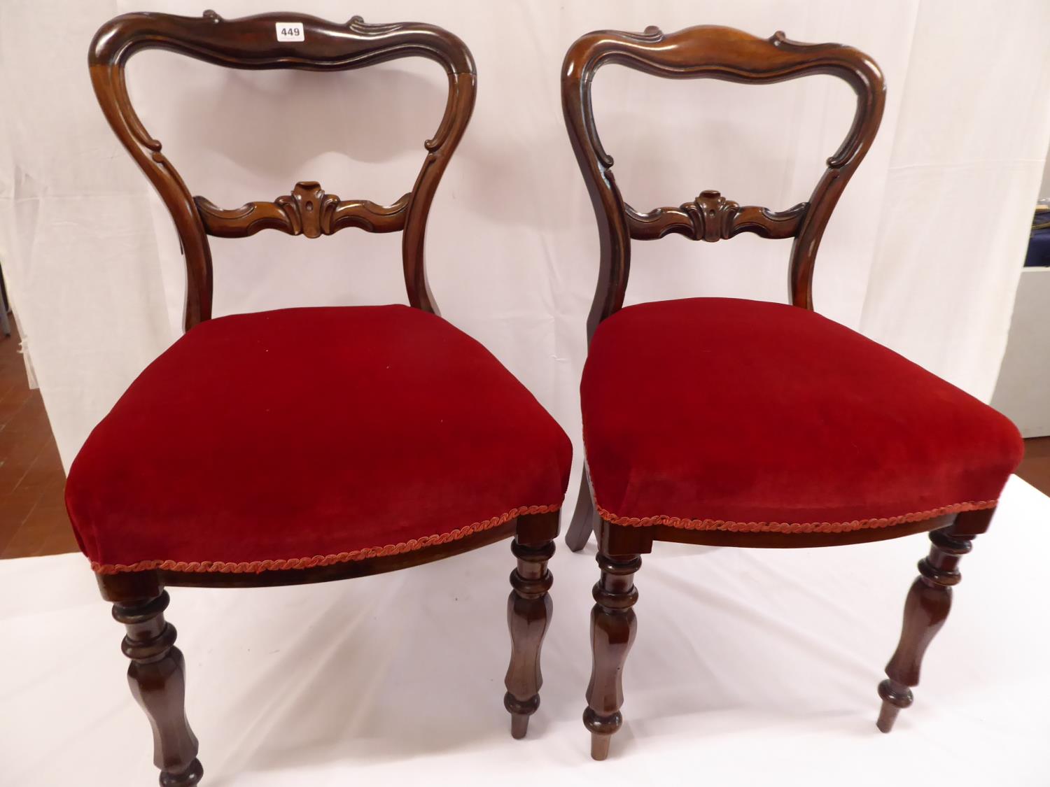 Pair victorian rosewood side chairs