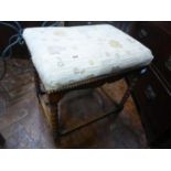 Beech bobbin leg upholstered dressing stool