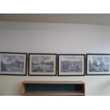 Set of 4 19thC Rome vista engravings - Piranesi Del Scol