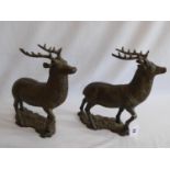 Pair cast iron stag figures