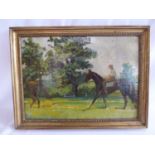 Oil on board horses - writing Verso - Durante? Kingdown,