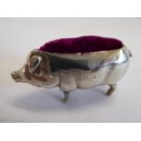 Silver pig pin cushion B'ham 1905