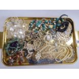 Costume jewellery - pearl necklaces, polished gemstone bracelets etc.