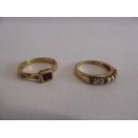 9ct gold ruby and diamond eternity ring and another (2) (4.