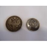 Russian silver rouble (1892) and 50 kopeks (1913) coins (2)