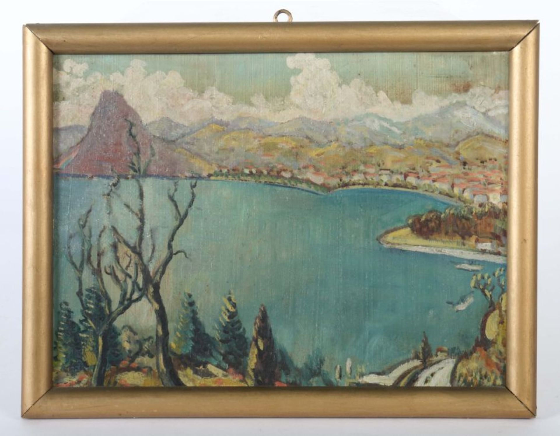 Maler der 1. Hälfte des 20. Jh. "Blick auf Lugano", mit dem Monte San Salvadore im Hintergrund, - Bild 2 aus 3