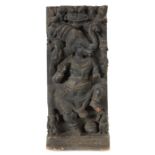 Schnitzarbeit des Ganesha Indien, w. 19. Jh., Holz/patiniert, halbplastische, durchbrochen