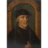 Maler des 16. Jh. (?) "Portrait eines Gelehrten", Brustbildnis eines Herren im Halbprofil, eine