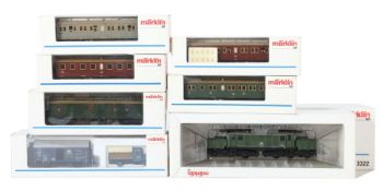 Lok + 6 Wagen Märklin, Spur H0, ca. 1990er Jahre, 1 x E-Lok, BR 194 112-9, deutsches Krokodil,