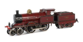 Große Dampflok Märklin, E 1021 MR, BZ 1903-1907, rotbraun HL, Uhrwerkantrieb, v+r, Bremse, 2