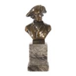 Bildhauer des 20. Jh. "Büste Friedrich des Großen", Metallguß bronziert, vollplastische