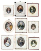 Miniaturmaler des 19./20. Jh. Konvolut Portrais, 9-tlg., varierende Bildnisse berühmter