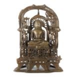 Jain-Altar Westindien, 15. Jh., Bronze mit Silbereinlagen, kleiner z.T. durchbrochen gearbeiteter