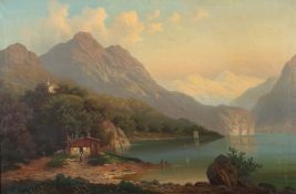 Hein, Eduard Düsseldorf 1854 - 1918 ebenda, deutscher Maler. "Bergsee", Blick auf die sommerliche