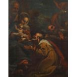 Maler des 17./18. Jh. "Anbetung der drei Könige", Darstellung der Szene mit der Heiligen Familie