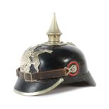 Pickelhaube für Mannschaften, Württembergisches Pionier-Bataillon Nr. 13, Helmglocke aus Leder,