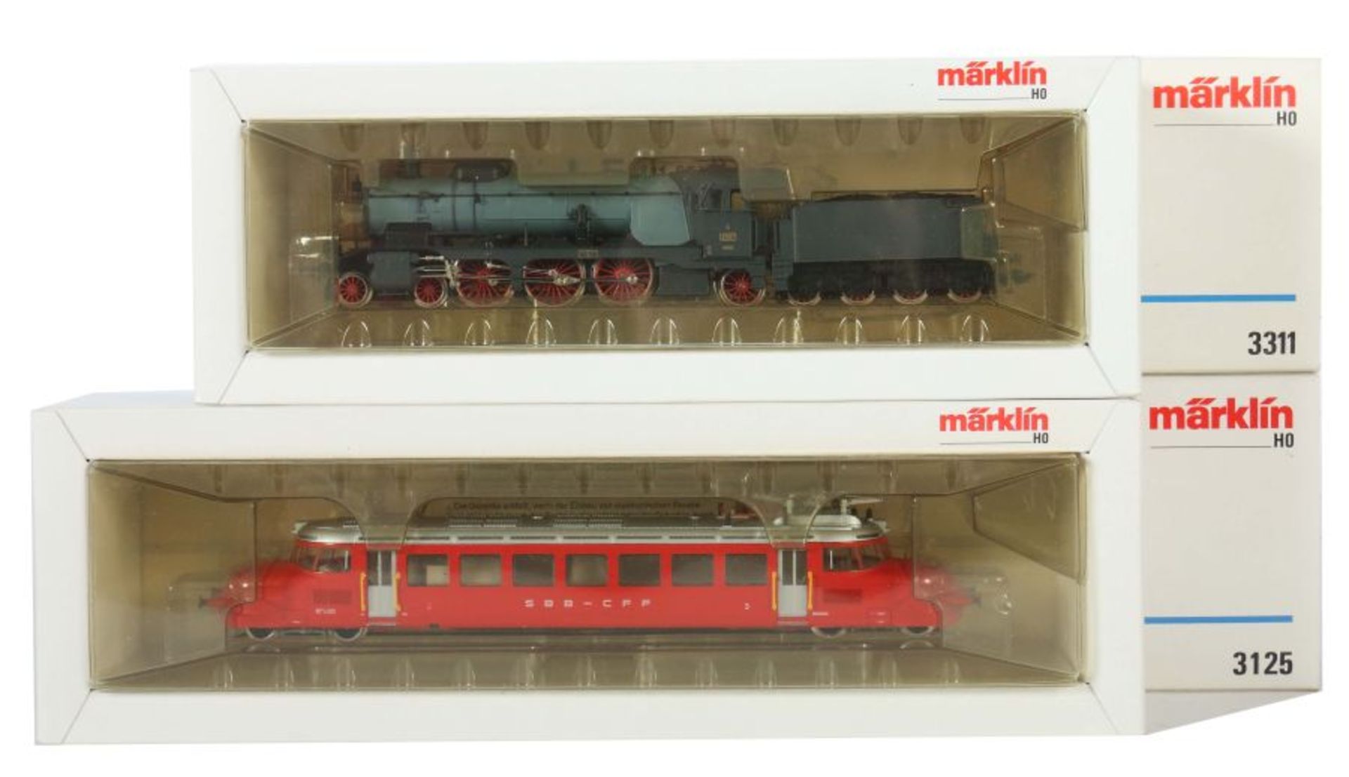 Schlepptenderlok & Elektrotriebwagen Märklin, Spur H0, Modellnr. 3311: 3-/6-achsige