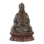 Buddha Shakyamuni China, wohl späte Qing-Dynastie/Ende 19. Jh., Bronze/patiniert mit "Gold splash-