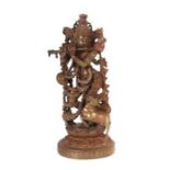 Bronze des Krishna Indien, 20. Jh., w. im Hoysala-Stil, Bronze mit Resten roter Farbpigmente,